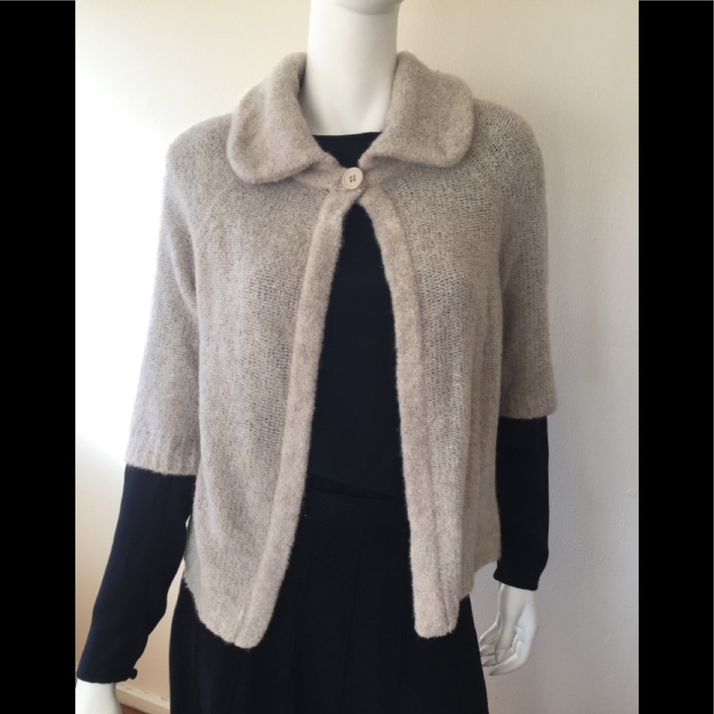 NWT Cullen beige cashmere sample piece flyaway cardigan w/1/2 sleeves
